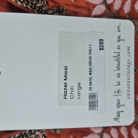 NWT Ex Voto Hazel Maxi Dress V- Neck Long Sleeve Chili Orange Women's Size Large - Picture 6 of 6